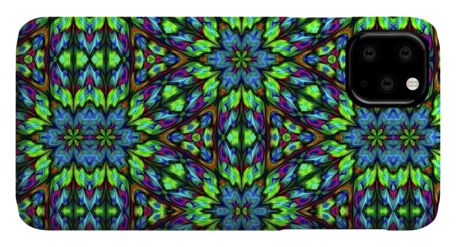 Green and Blue Geometric Kaleidoscope - Phone Case