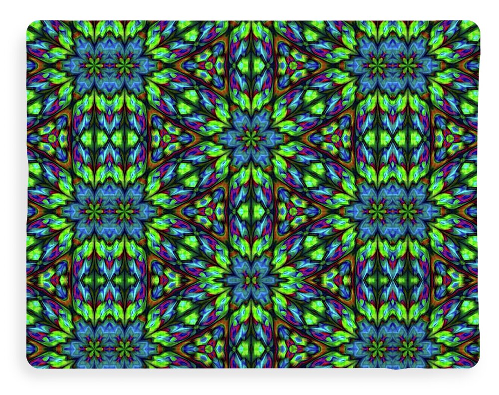 Green and Blue Geometric Kaleidoscope - Blanket