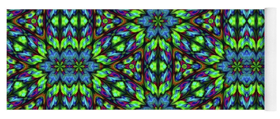 Green and Blue Geometric Kaleidoscope - Yoga Mat