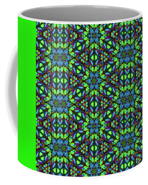 Green and Blue Geometric Kaleidoscope - Mug