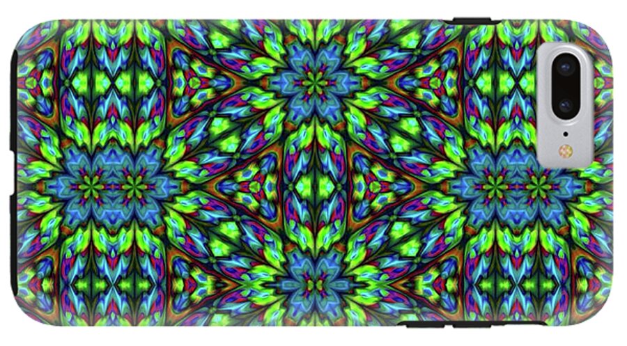 Green and Blue Geometric Kaleidoscope - Phone Case