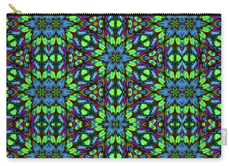 Green and Blue Geometric Kaleidoscope - Zip Pouch