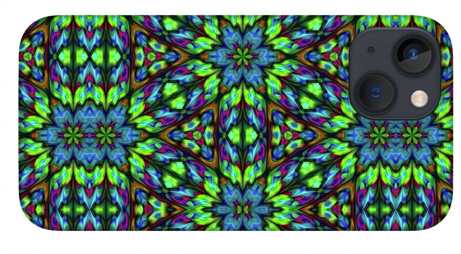 Green and Blue Geometric Kaleidoscope - Phone Case