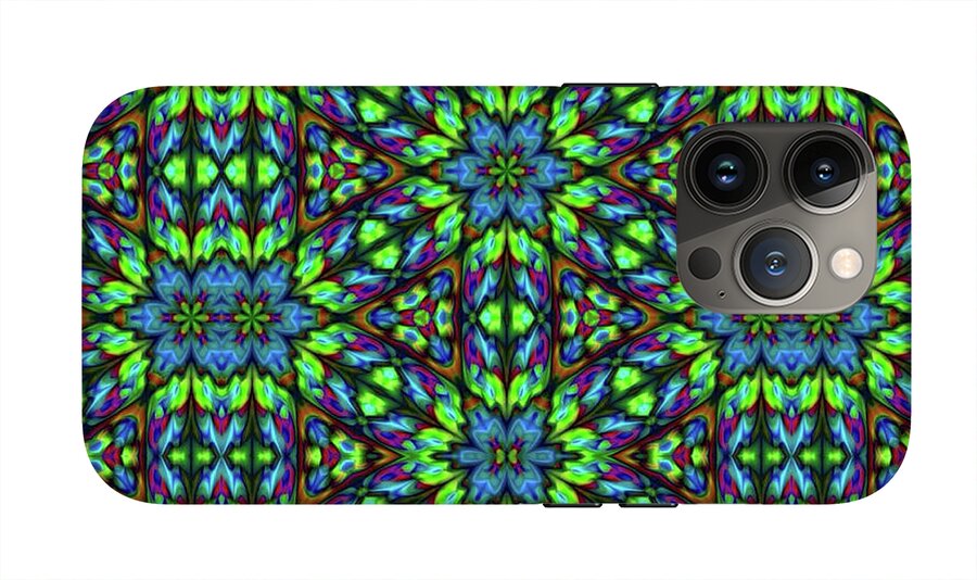 Green and Blue Geometric Kaleidoscope - Phone Case