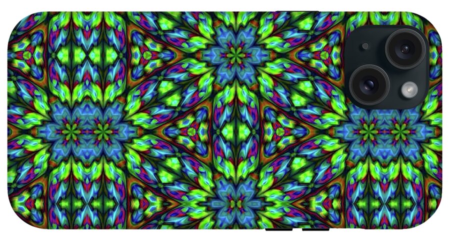 Green and Blue Geometric Kaleidoscope - Phone Case