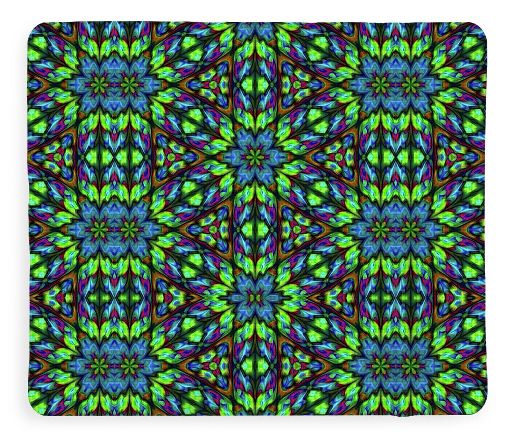 Green and Blue Geometric Kaleidoscope - Blanket