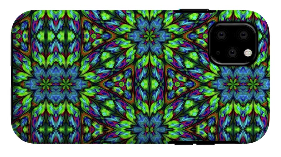 Green and Blue Geometric Kaleidoscope - Phone Case