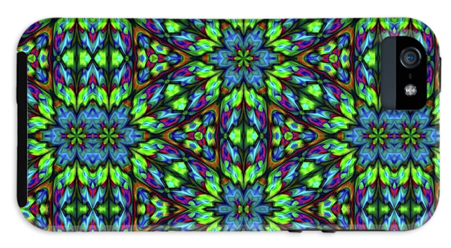 Green and Blue Geometric Kaleidoscope - Phone Case