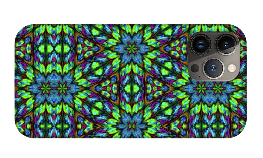 Green and Blue Geometric Kaleidoscope - Phone Case