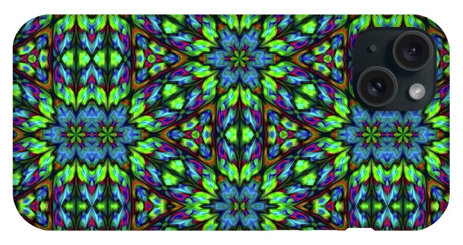 Green and Blue Geometric Kaleidoscope - Phone Case