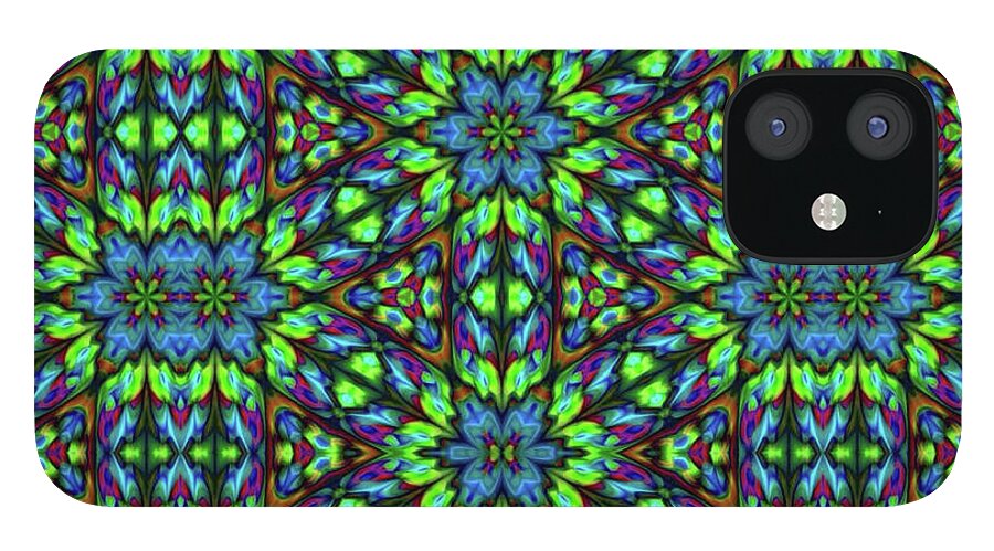 Green and Blue Geometric Kaleidoscope - Phone Case