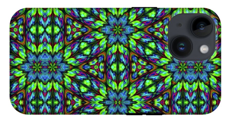 Green and Blue Geometric Kaleidoscope - Phone Case