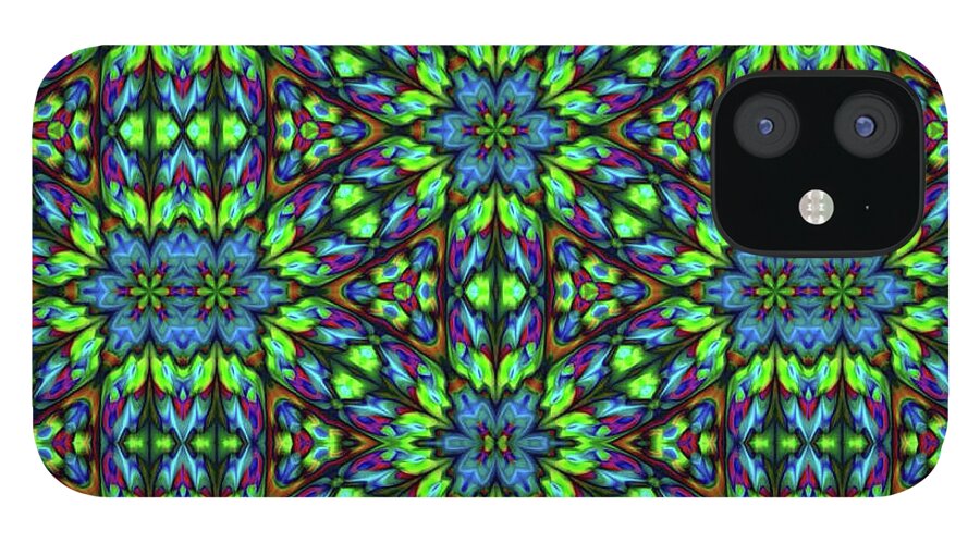 Green and Blue Geometric Kaleidoscope - Phone Case