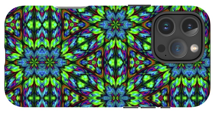 Green and Blue Geometric Kaleidoscope - Phone Case