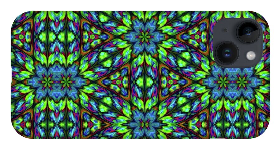 Green and Blue Geometric Kaleidoscope - Phone Case