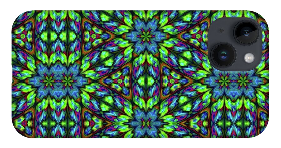 Green and Blue Geometric Kaleidoscope - Phone Case