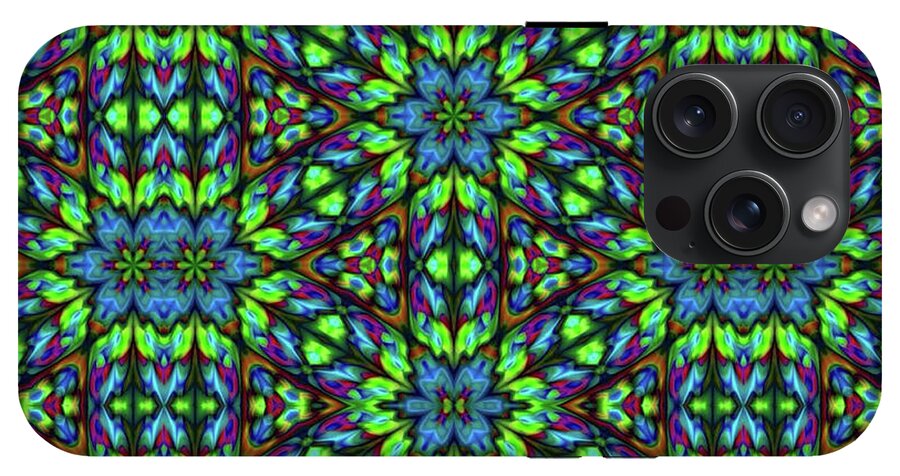 Green and Blue Geometric Kaleidoscope - Phone Case