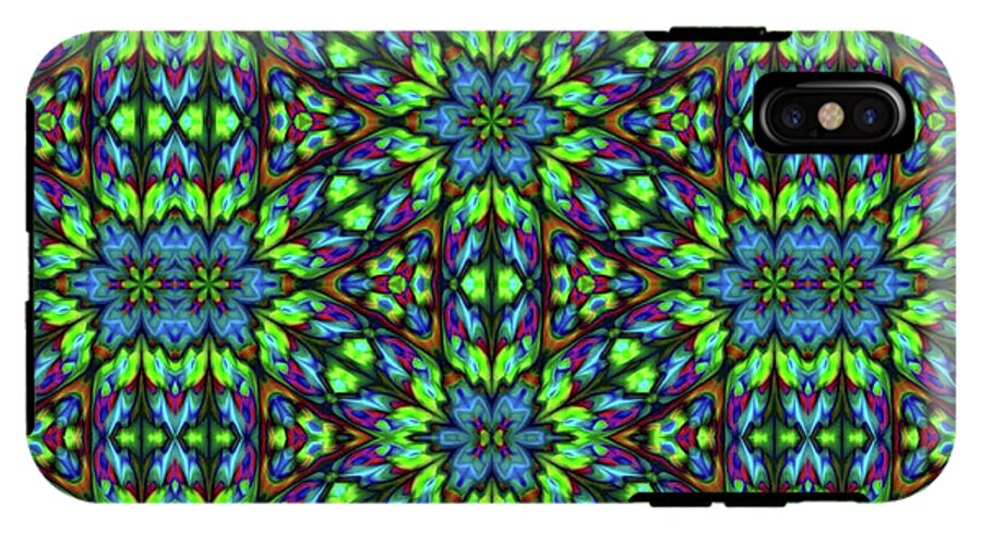 Green and Blue Geometric Kaleidoscope - Phone Case