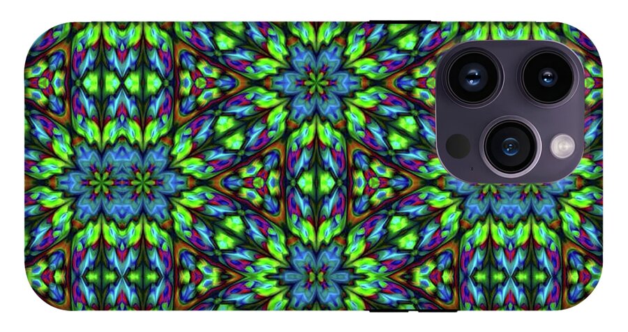 Green and Blue Geometric Kaleidoscope - Phone Case