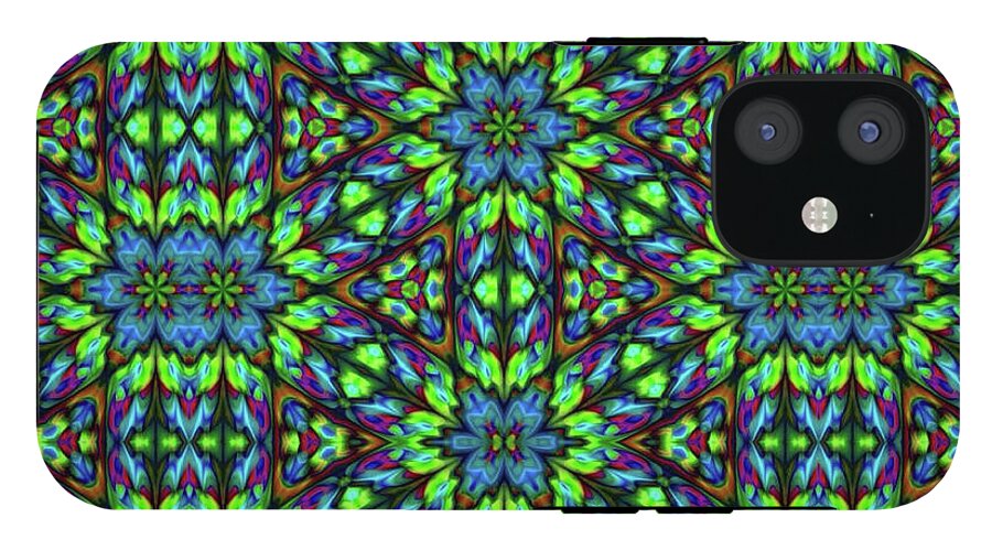 Green and Blue Geometric Kaleidoscope - Phone Case