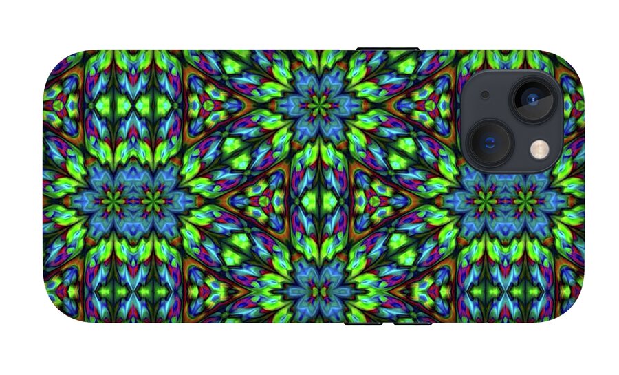 Green and Blue Geometric Kaleidoscope - Phone Case