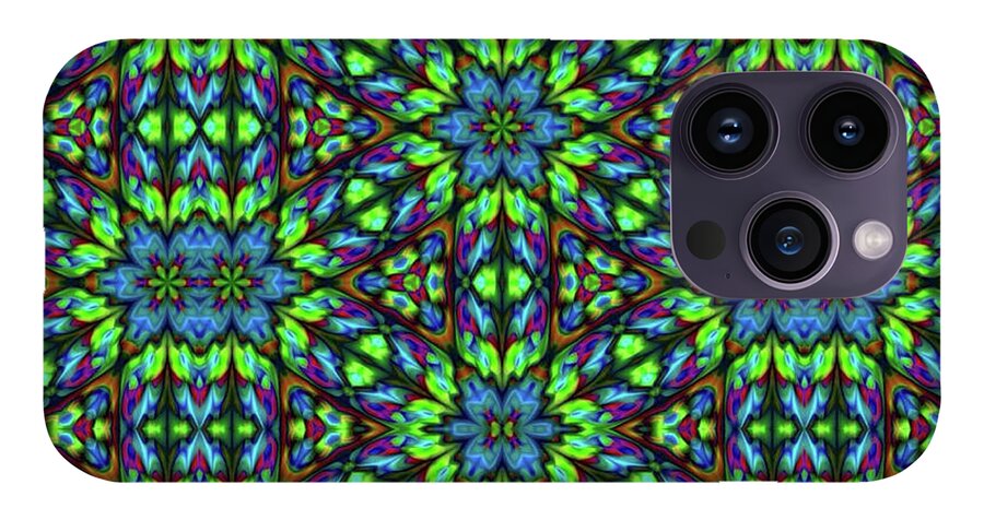 Green and Blue Geometric Kaleidoscope - Phone Case