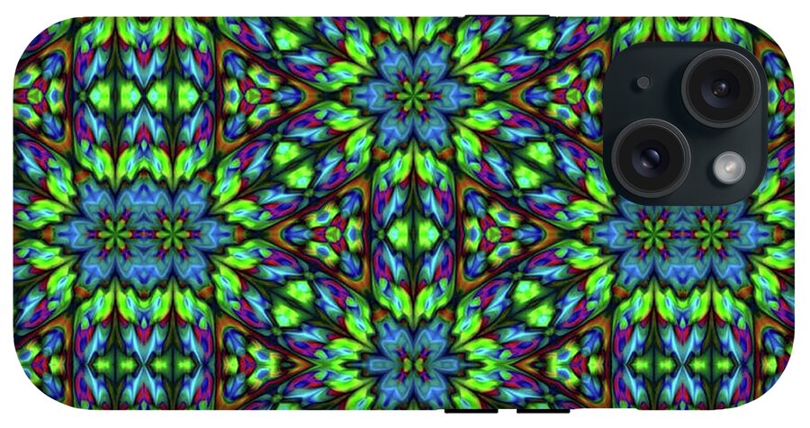 Green and Blue Geometric Kaleidoscope - Phone Case