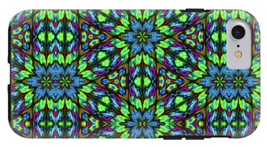 Green and Blue Geometric Kaleidoscope - Phone Case