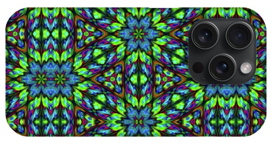 Green and Blue Geometric Kaleidoscope - Phone Case