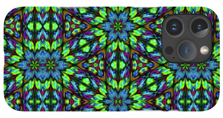 Green and Blue Geometric Kaleidoscope - Phone Case