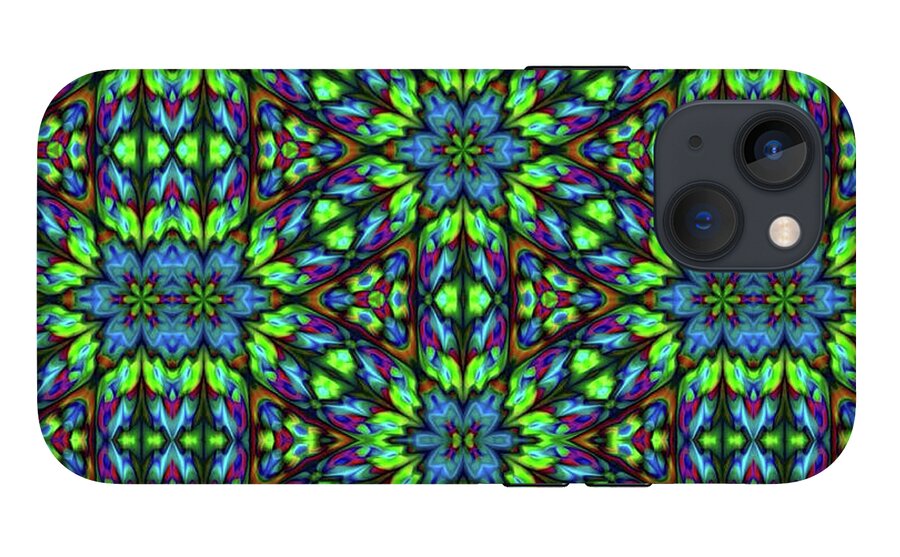 Green and Blue Geometric Kaleidoscope - Phone Case