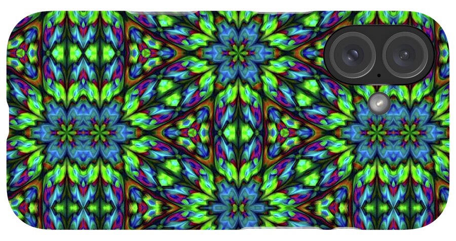 Green and Blue Geometric Kaleidoscope - Phone Case