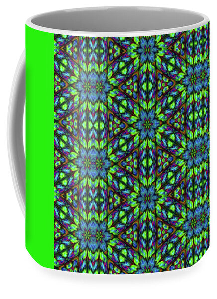 Green and Blue Geometric Kaleidoscope - Mug