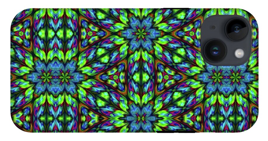 Green and Blue Geometric Kaleidoscope - Phone Case