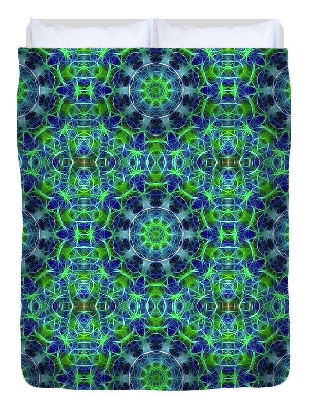 Green and Blue Kaleidoscope - Duvet Cover