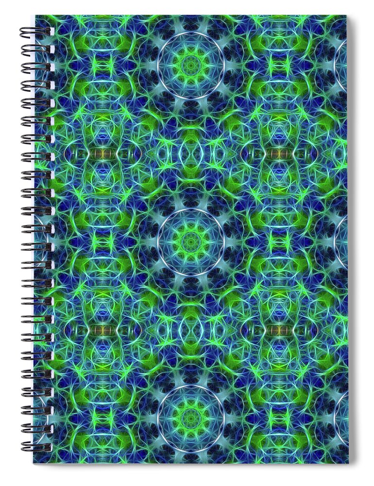 Green and Blue Kaleidoscope - Spiral Notebook