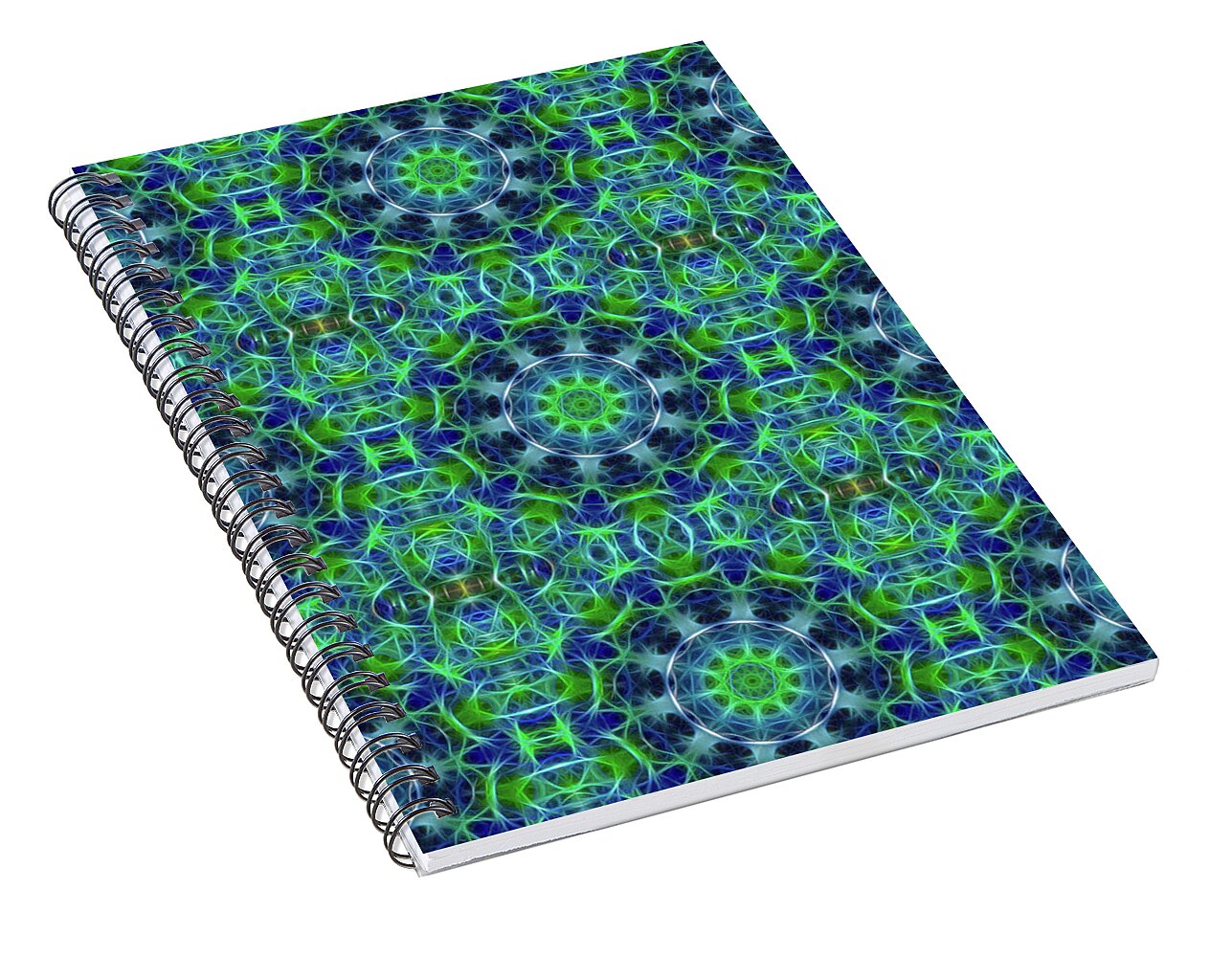 Green and Blue Kaleidoscope - Spiral Notebook