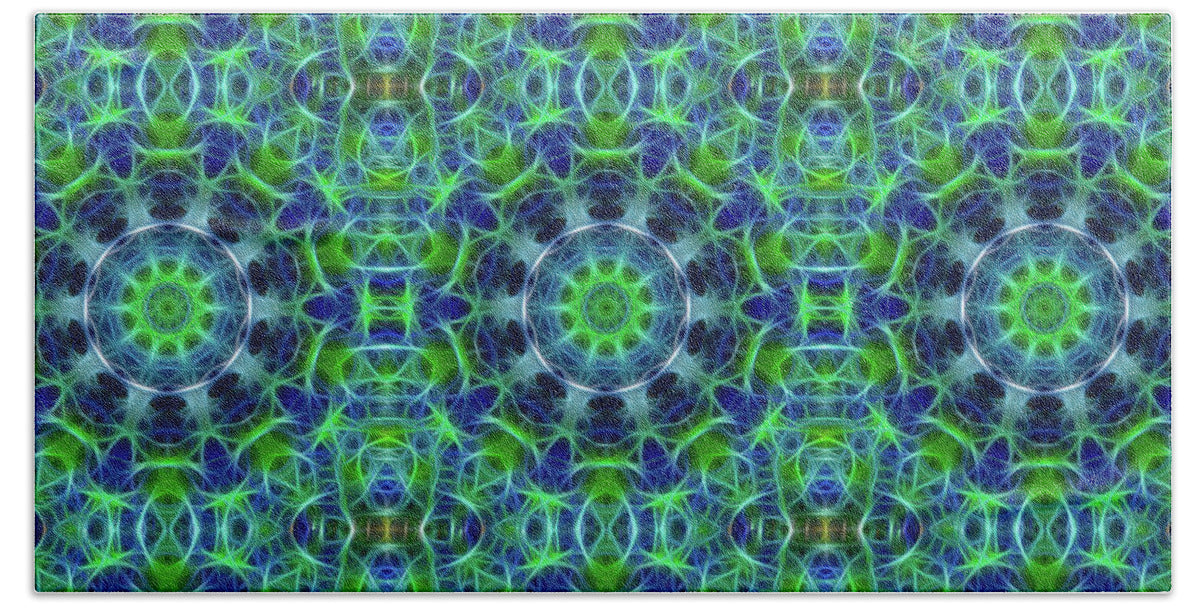 Green and Blue Kaleidoscope - Bath Towel