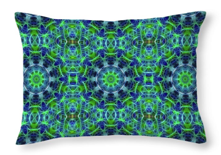 Green and Blue Kaleidoscope - Throw Pillow