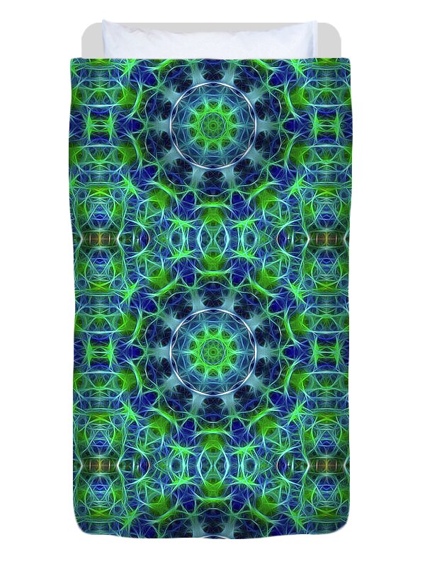 Green and Blue Kaleidoscope - Duvet Cover