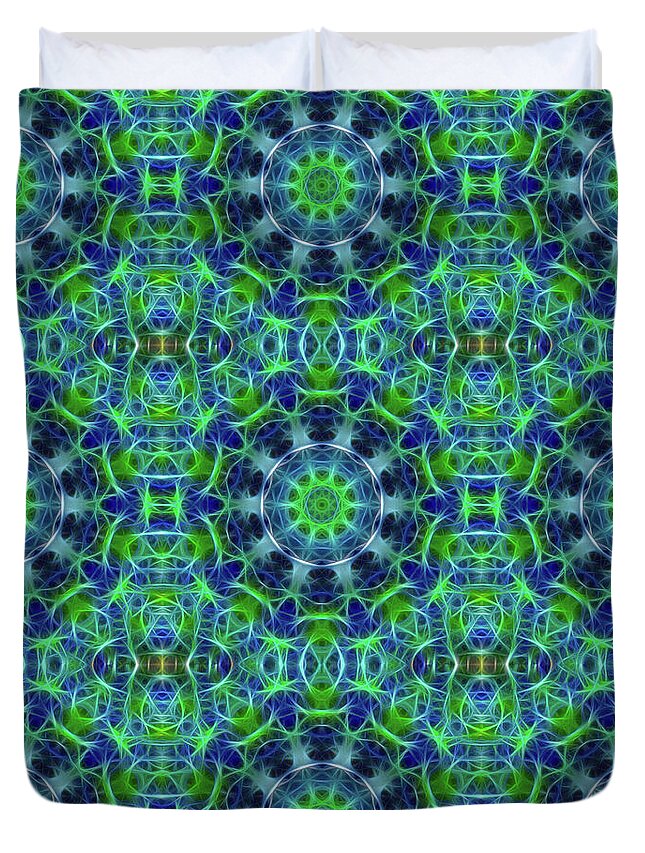 Green and Blue Kaleidoscope - Duvet Cover