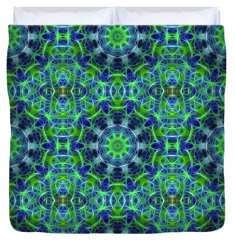 Green and Blue Kaleidoscope - Duvet Cover