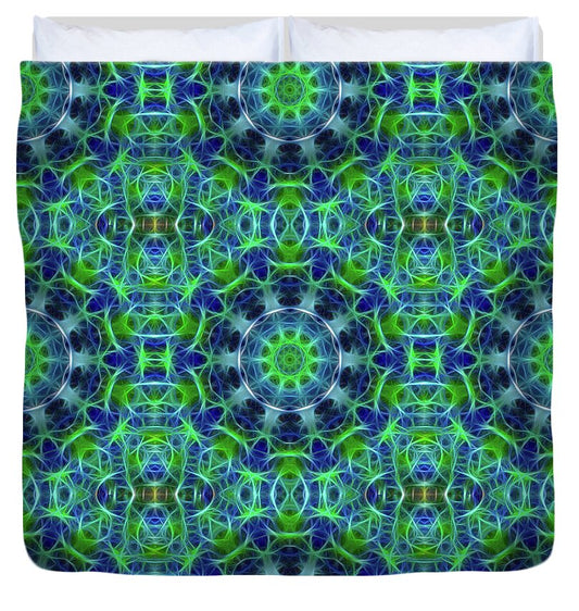 Green and Blue Kaleidoscope - Duvet Cover