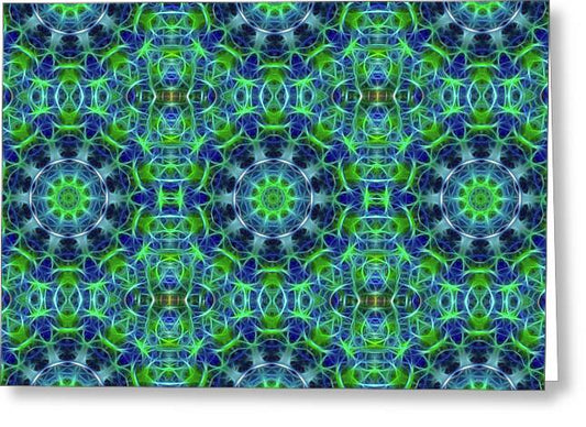 Green and Blue Kaleidoscope - Greeting Card