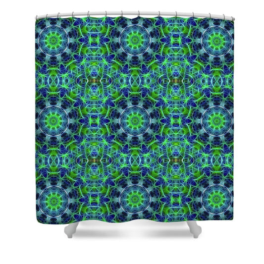 Green and Blue Kaleidoscope - Shower Curtain