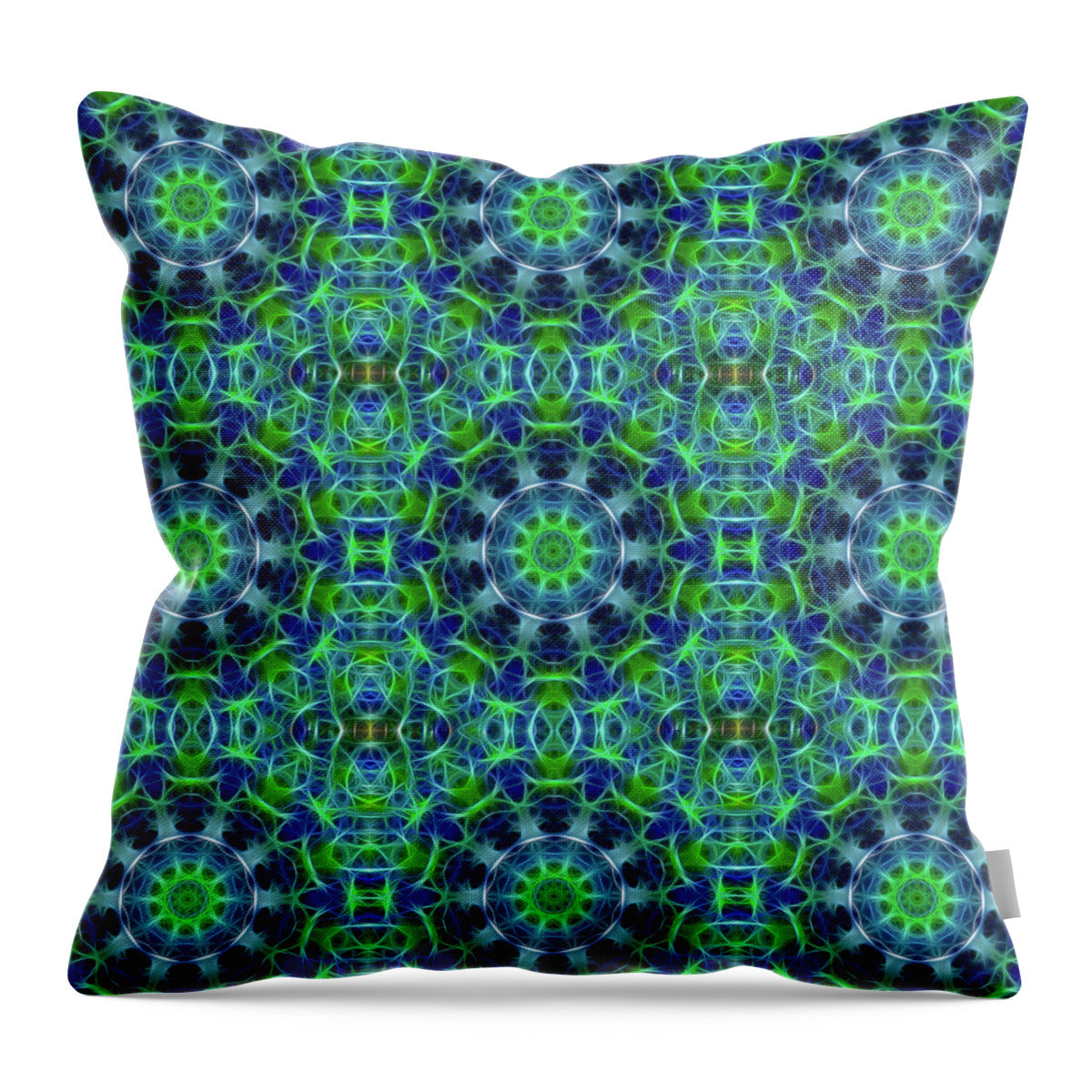 Green and Blue Kaleidoscope - Throw Pillow