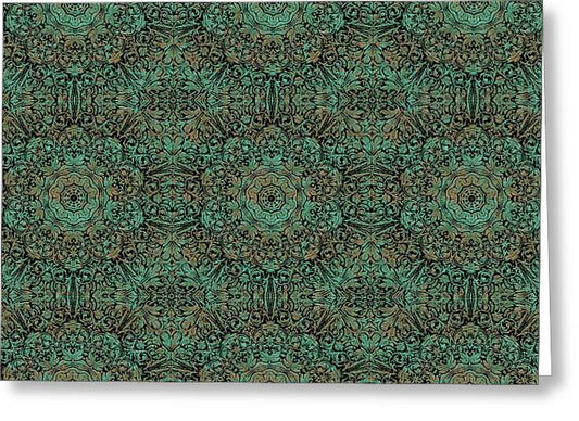 Green Copper Flower Kaleidoscope - Greeting Card