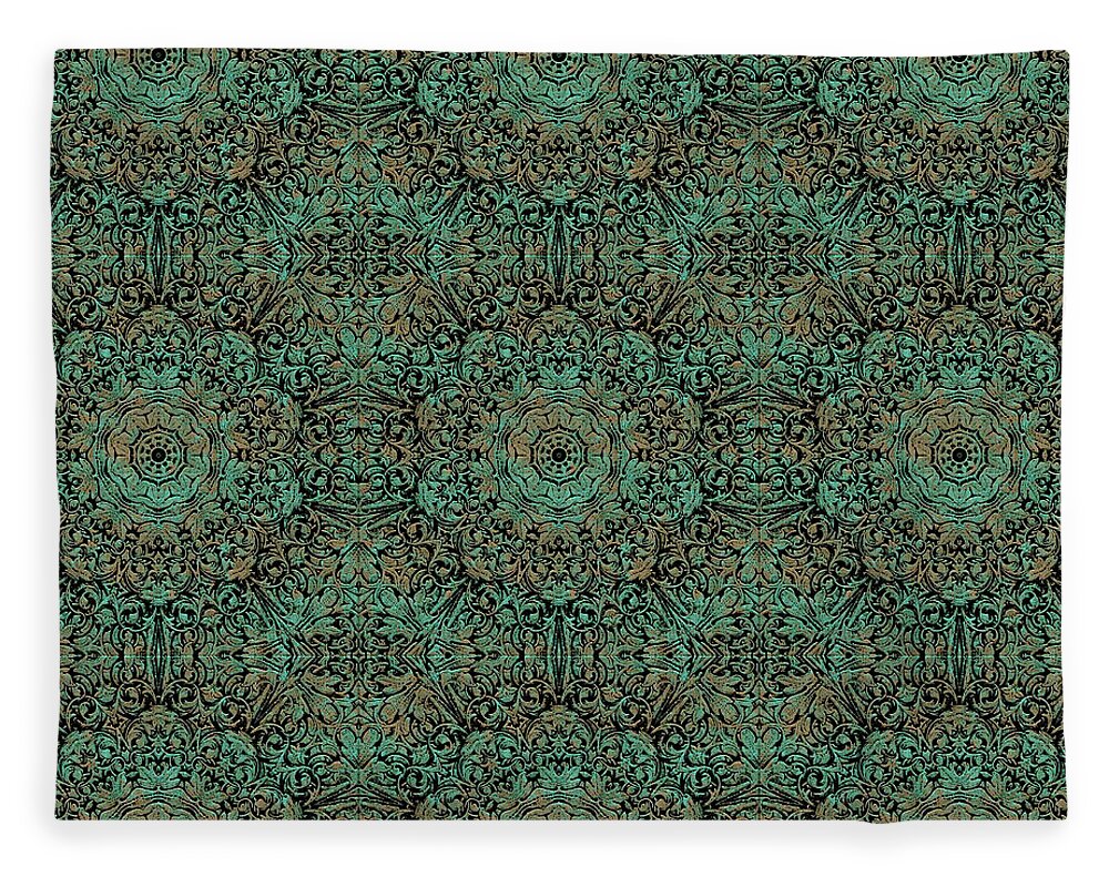 Green Copper Flower Kaleidoscope - Blanket