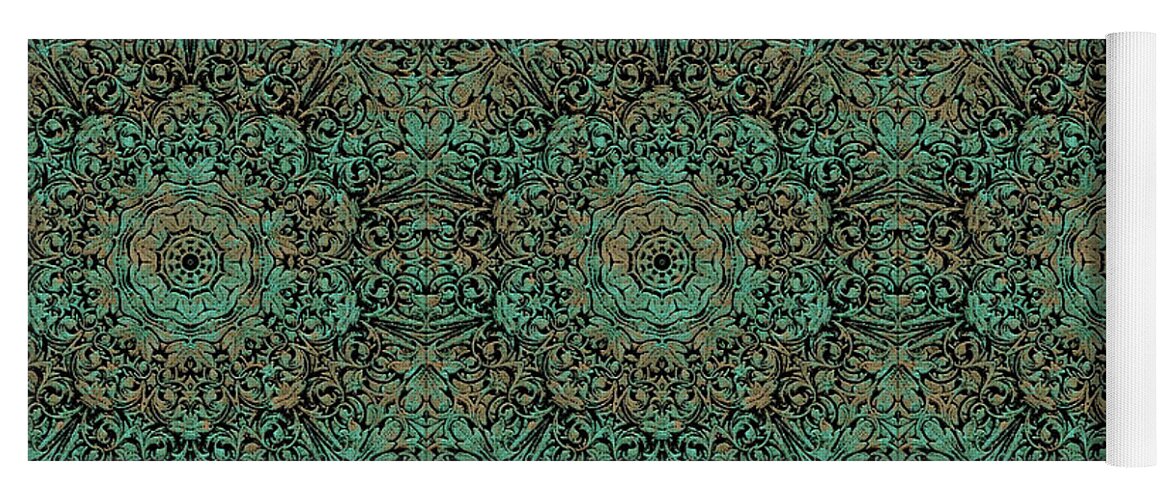 Green Copper Flower Kaleidoscope - Yoga Mat