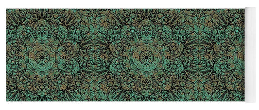 Green Copper Flower Kaleidoscope - Yoga Mat